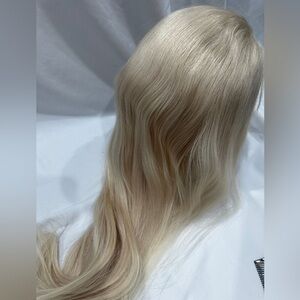 KRN Human Hair Lace Front Wig Platinum Blonde 24-26” Body Wave